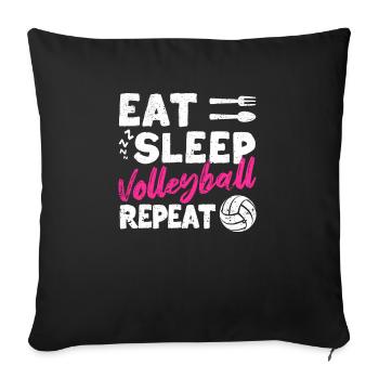 Manger dormir Volleyball Répéter des sports d’équipe amusants - Housse de coussin décorative 45 x 45 cm - noir - Devant