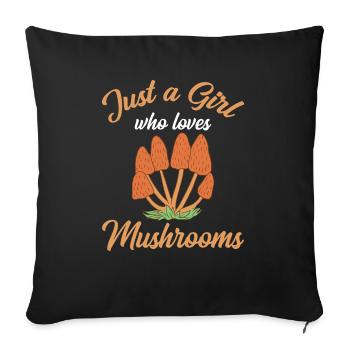 Juste une fille qui aime les champignons vêtements champignons - Housse de coussin décorative 45 x 45 cm - noir - Devant