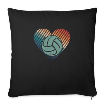 Beach Volleyball Silhouette Vintage Heart Retro - Sofa pillowcase 17,3'' x 17,3'' (45 x 45 cm) - black - Front