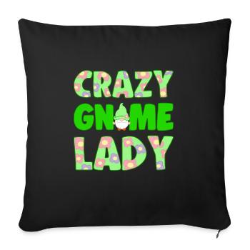 Crazy Gnome Lady Yard Garden Gnome Idée cadeau - Housse de coussin décorative 45 x 45 cm - noir - Devant