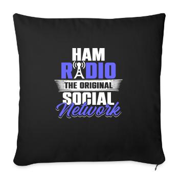 Ham Radio The Original Social Network Signal Frequ - Sofa pillowcase 17,3'' x 17,3'' (45 x 45 cm) - black - Front