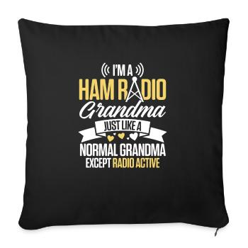 Je suis un amateur radio grand-mère femme fréquence radio plaque de cuisson - Housse de coussin décorative 45 x 45 cm - noir - Devant