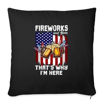 4th Of July Fireworks And Beer Day Drinking US - Sofakissenbezug 45 x 45 cm - Schwarz - Vorne