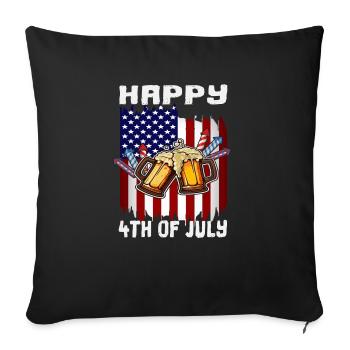 Joyeux 4 juillet Célébration du drapeau américain Liberté - Housse de coussin décorative 45 x 45 cm - noir - Devant