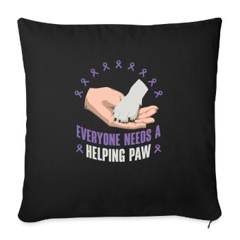 Sensibilisation à la maladie d’Alzheimer Pet Purple Ribbon Pattes - Housse de coussin décorative 45 x 45 cm - noir - Devant