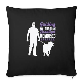 Sensibilisation à la maladie d’Alzheimer Pet Purple Ribbon Pattes - Housse de coussin décorative 45 x 45 cm - noir - Devant