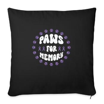 Sensibilisation à la maladie d’Alzheimer Pet Purple Ribbon Pattes - Housse de coussin décorative 45 x 45 cm - noir - Devant