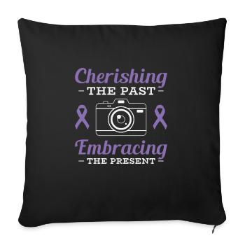Alzheimer's Awareness Purple Ribbon Brain - Sofa pillowcase 17,3'' x 17,3'' (45 x 45 cm) - black - Front