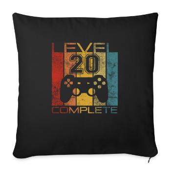 20 Geburtstag Gamer Level 20 complete Vintage - Sofakissenbezug 45 x 45 cm - Schwarz - Vorne