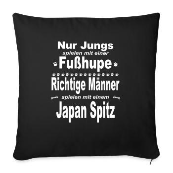 Jungs, Männer, Fußhupe - Japan Spitz - Sofakissenbezug 45 x 45 cm - Schwarz - Vorne