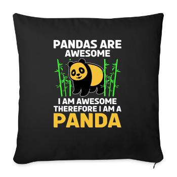 Pandas are great pander design for kids - Sofa pillowcase 17,3'' x 17,3'' (45 x 45 cm) - black - Front