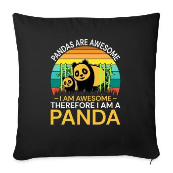 Pandas are great pander design for kids - Sofa pillowcase 17,3'' x 17,3'' (45 x 45 cm) - black - Front