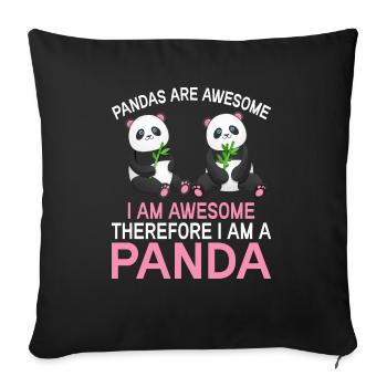 Les pandas sont un excellent design de pander pour les enfants - Housse de coussin décorative 45 x 45 cm - noir - Devant