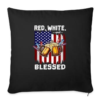 4 juillet Rouge Blanc Et USA Flag Fier - Housse de coussin décorative 45 x 45 cm - noir - Devant