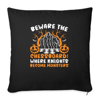 Schach Halloween Süßes oder Saures Schachbrettspiel - Sofakissenbezug 45 x 45 cm - Schwarz - Vorne