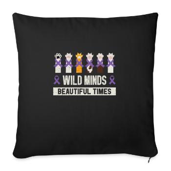 Sensibilisation à la maladie d’Alzheimer Pet Purple Ribbon Pattes - Housse de coussin décorative 45 x 45 cm - noir - Devant