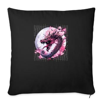 Dragon Japonais Rétro Asiatique Dragon Oriental Cool - Housse de coussin décorative 45 x 45 cm - noir - Devant