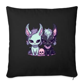 Kawaii Pastel Goth Cute and Creepy Witch Cats - Sofa pillowcase 17,3'' x 17,3'' (45 x 45 cm) - black - Front