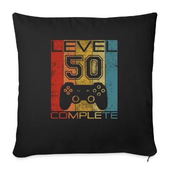 50 Birthday Gamer Niveau 50 Vintage complet - Housse de coussin décorative 45 x 45 cm - noir - Devant