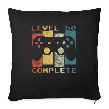 50 Birthday Gamer Niveau 50 Vintage complet - Housse de coussin décorative 45 x 45 cm - noir - Devant