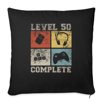 50 Birthday Gamer Niveau 50 Vintage complet - Housse de coussin décorative 45 x 45 cm - noir - Devant