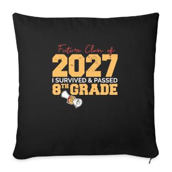 Future Class Of 2027 I Survived 8th Grade Funny - Sofa pillowcase 17,3'' x 17,3'' (45 x 45 cm) - black - Front