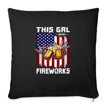 4th of July This Gal Loves Fireworks USA Proud - Housse de coussin décorative 45 x 45 cm - noir - Devant