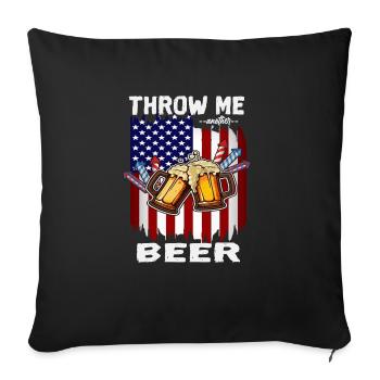4th Of July Throw Me Another Beer American Flag - Sofa pillowcase 17,3'' x 17,3'' (45 x 45 cm) - black - Front