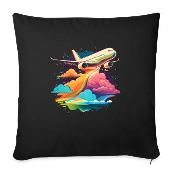 Avion avion avion pilote avion - Housse de coussin décorative 45 x 45 cm - noir - Devant