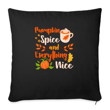 Kürbisgewürz und alles Schöne Niedliche Herbst - Sofakissenbezug 45 x 45 cm - Schwarz - Vorne