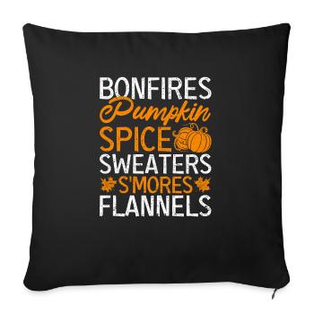 Lagerfeuer Kürbisgewürz-Pullover S'mores Flanelle - Sofakissenbezug 45 x 45 cm - Schwarz - Vorne