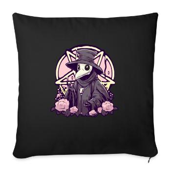 Creepy Plague Doctor In Pastel Goth With Roses - Sofa pillowcase 17,3'' x 17,3'' (45 x 45 cm) - black - Front