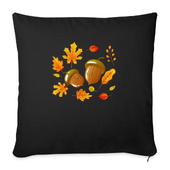 Herbstblätter Eicheln Herbst Eichhörnchen Ernte - Sofakissenbezug 45 x 45 cm - Schwarz - Vorne