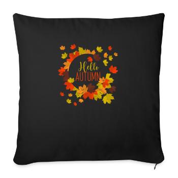 Hello Autumn Leaves Season Thanksgiving Autumn - Sofa pillowcase 17,3'' x 17,3'' (45 x 45 cm) - black - Front