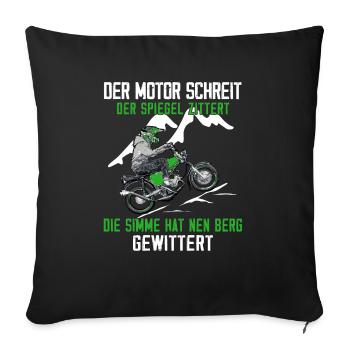 Lustiger Spruch Simsonfahrer S50 S51 Simme Moped - Sofakissenbezug 45 x 45 cm - Schwarz - Vorne