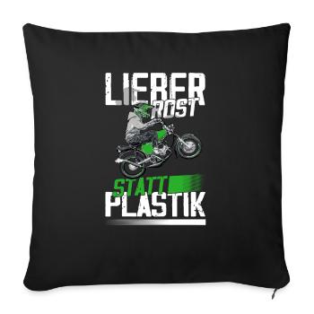Lustiger Spruch Simsonfahrer S50 S51 Simme Moped - Sofakissenbezug 45 x 45 cm - Schwarz - Vorne