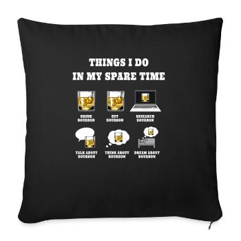 Bourbon choses que je fais pendant mon temps libre - Housse de coussin décorative 45 x 45 cm - noir - Devant