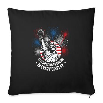 USA Independence Patriotic American Flag Fireworks - Sofa pillowcase 17,3'' x 17,3'' (45 x 45 cm) - black - Front