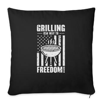 USA Independence Barbecue American Flag BQQ Grill - Sofa pillowcase 17,3'' x 17,3'' (45 x 45 cm) - black - Front