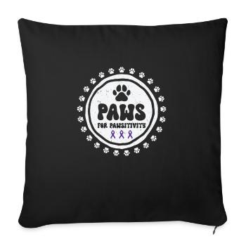 Sensibilisation à la maladie d’Alzheimer Pet Purple Ribbon Pattes - Housse de coussin décorative 45 x 45 cm - noir - Devant
