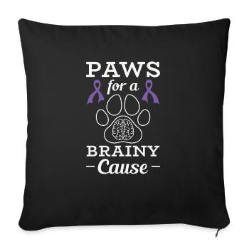 Sensibilisation à la maladie d’Alzheimer Pet Purple Ribbon Pattes - Housse de coussin décorative 45 x 45 cm - noir - Devant