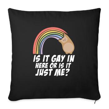 Is It Gay Here LGBTQ Proud Ally Rainbow Gay Pride - Sofa pillowcase 17,3'' x 17,3'' (45 x 45 cm) - black - Front
