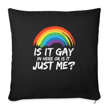 Proud LGBTQ Ally Is It Gay Here Gay Pride Parade - Sofa pillowcase 17,3'' x 17,3'' (45 x 45 cm) - black - Front