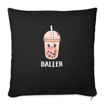 Bubble Tea Funny Kawaii Bubble Milk Boba Tea - Housse de coussin décorative 45 x 45 cm - noir - Devant