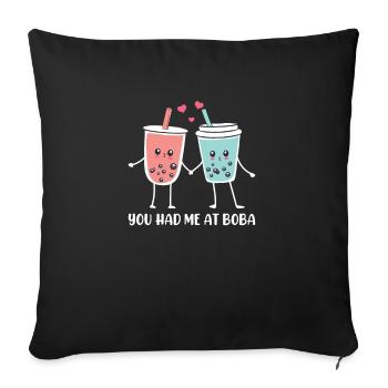 Bubble Tea Funny Kawaii Bubble Milk Boba Tea - Housse de coussin décorative 45 x 45 cm - noir - Devant