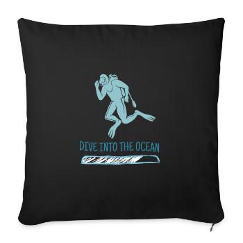 Dive Into The Ocean Retro Diver Designs Present - Sofa pillowcase 17,3'' x 17,3'' (45 x 45 cm) - black - Front