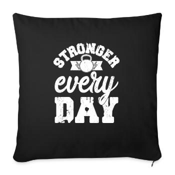 Entraînement de musculation plus fort chaque jour - Housse de coussin décorative 45 x 45 cm - noir - Devant