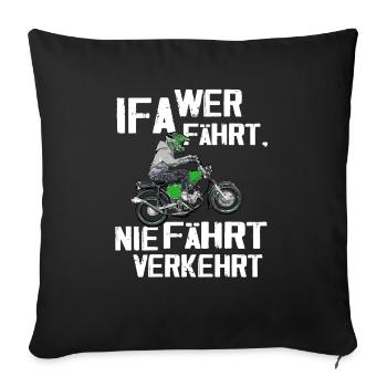 Lustiger Spruch Simsonfahrer S50 S51 Simme Moped - Sofakissenbezug 45 x 45 cm - Schwarz - Vorne