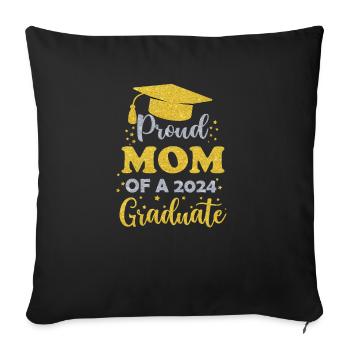 Proud Mom Class Of 2024 Senior Graduate 2024 - Sofa pillowcase 17,3'' x 17,3'' (45 x 45 cm) - black - Front