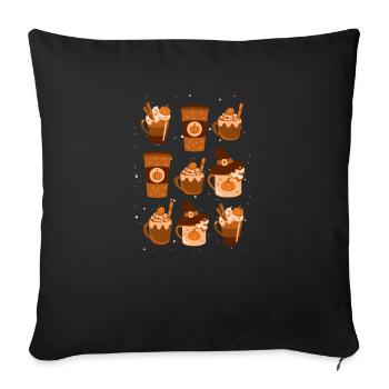 Autumn Coffee Pumpkin Spice Latte Autumn Leaves - Sofa pillowcase 17,3'' x 17,3'' (45 x 45 cm) - black - Front
